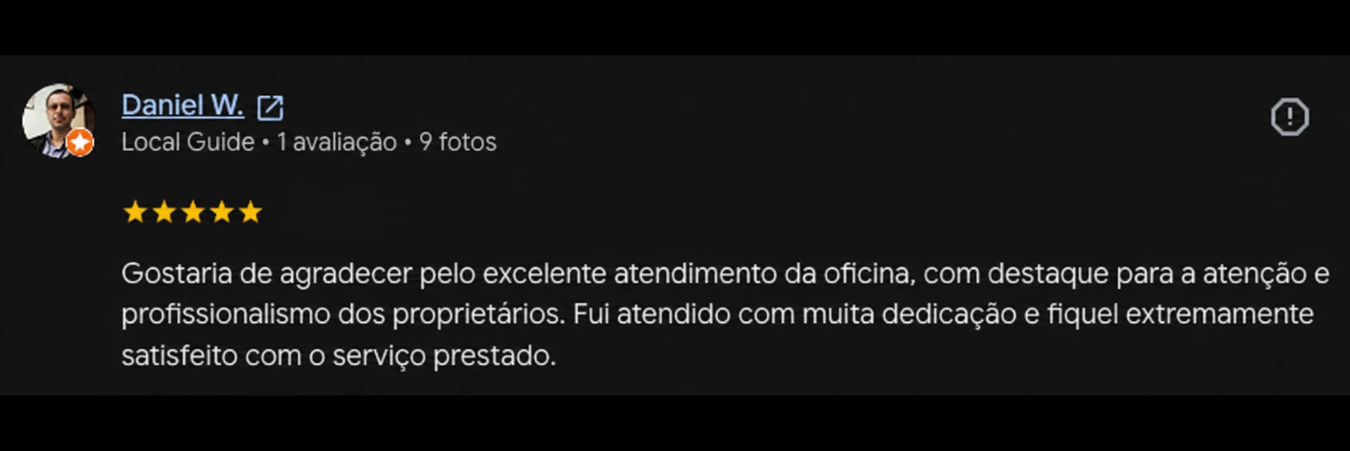 Avaliação de Daniel W. no Google